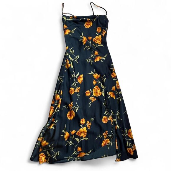 ASTR The Label - Gaia Floral Satin Cowlneck Midi-Dress - Picture 3 of 8